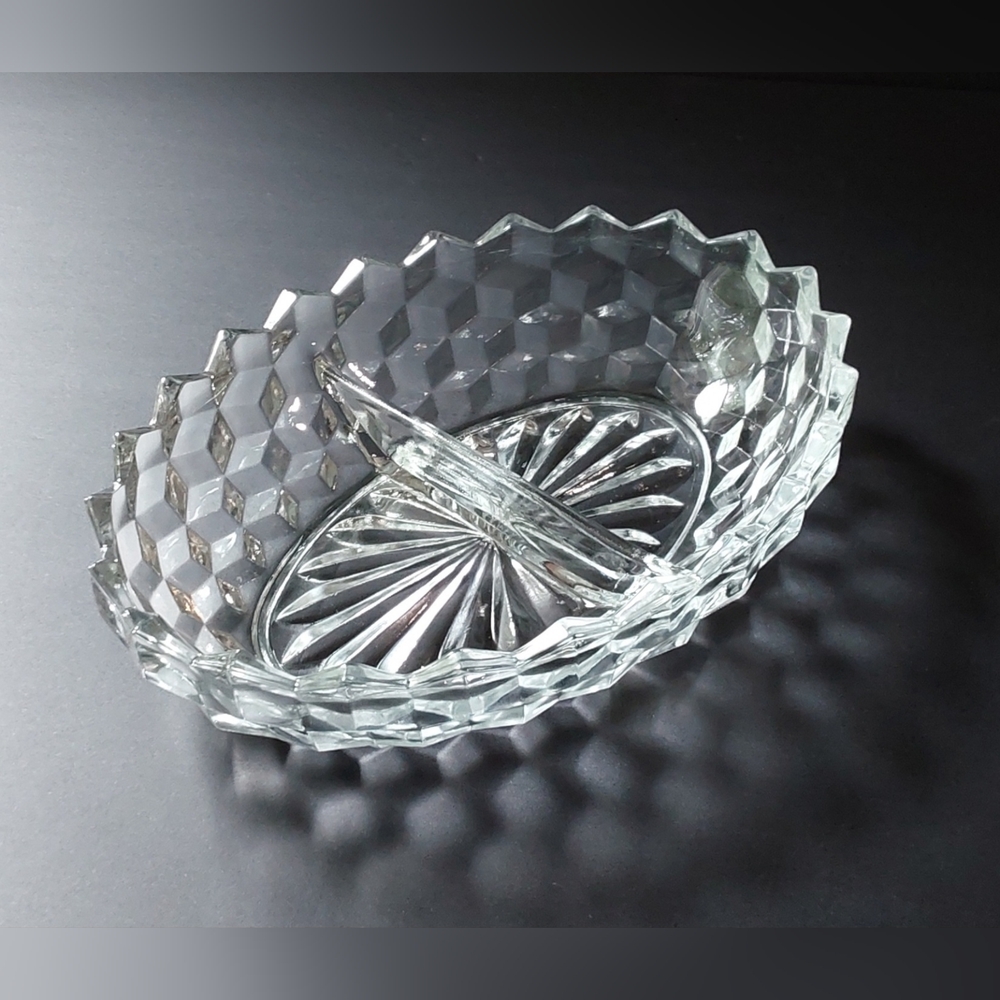 FOSTORIA Elegant Glass Divided Serving Dish